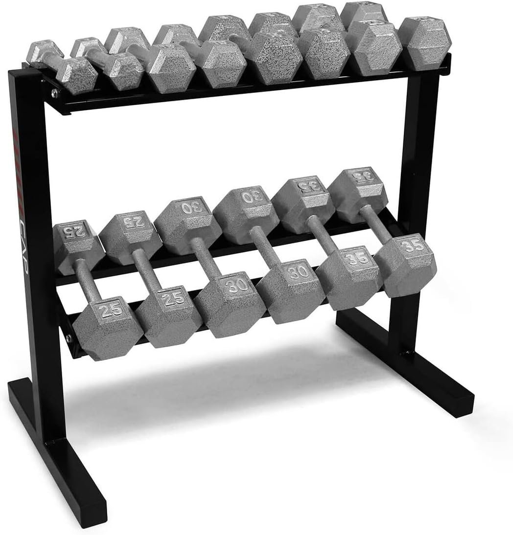 Cast Iron Dumbbell Set. Solid Hexagon Grey Dumbbell Set. Strength Training Free Weights for Women & Men